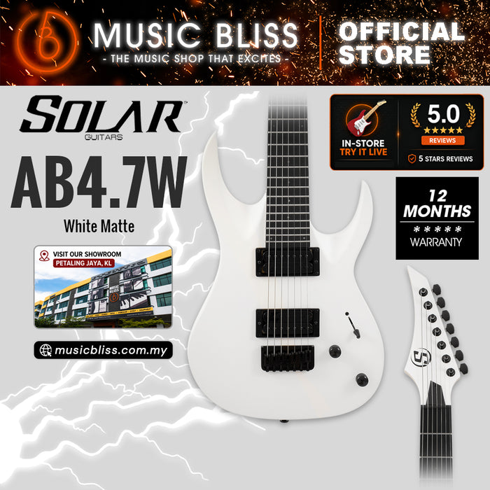 S by Solar AB4.7W 7-String Electric Guitar - White Matte
