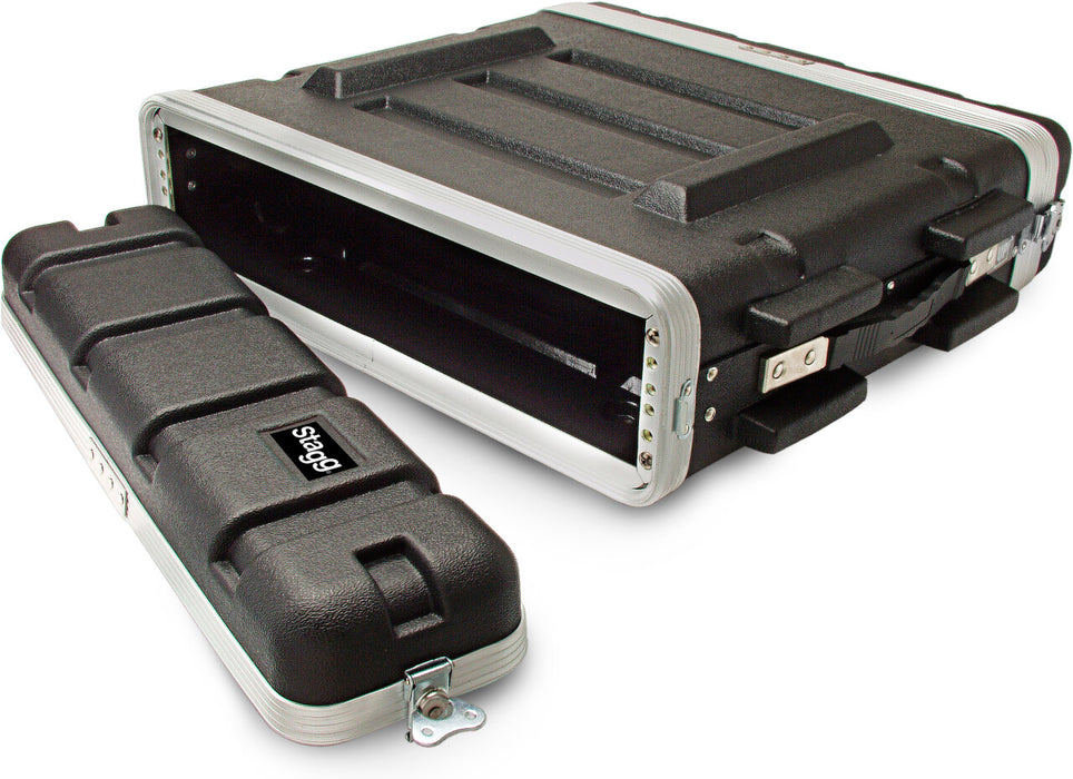 Stagg ABS-2U Flight Case Equipment Case for Wireless Mic and Accessories & Rack Effects