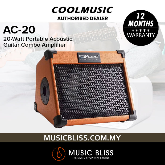 Cool Music AC-20 20-Watt Portable Acoustic Guitar Combo Amplifier - Orange