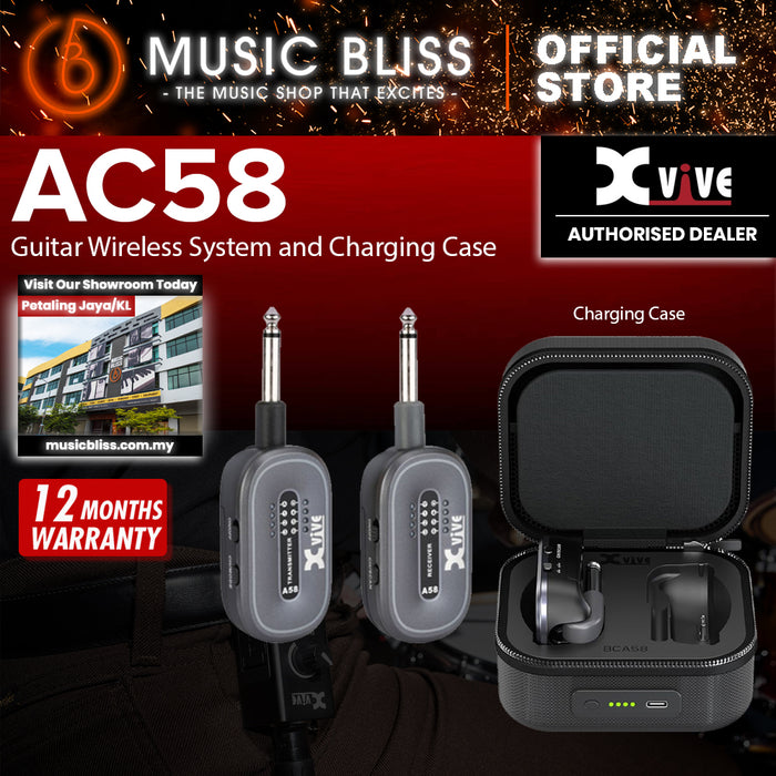 Xvive AC58 5.8GHz Guitar Wireless System with BCA58 Charging Case Bundle [Hard Travel Case Included]