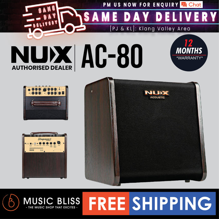 NUX AC-80 Stageman 2 Charge Acoustic Amplifier - Music Bliss Malaysia
