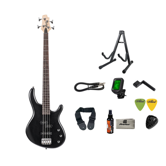 Cort Action PJ Electric Bass Guitar with Bag - Open Pore Black