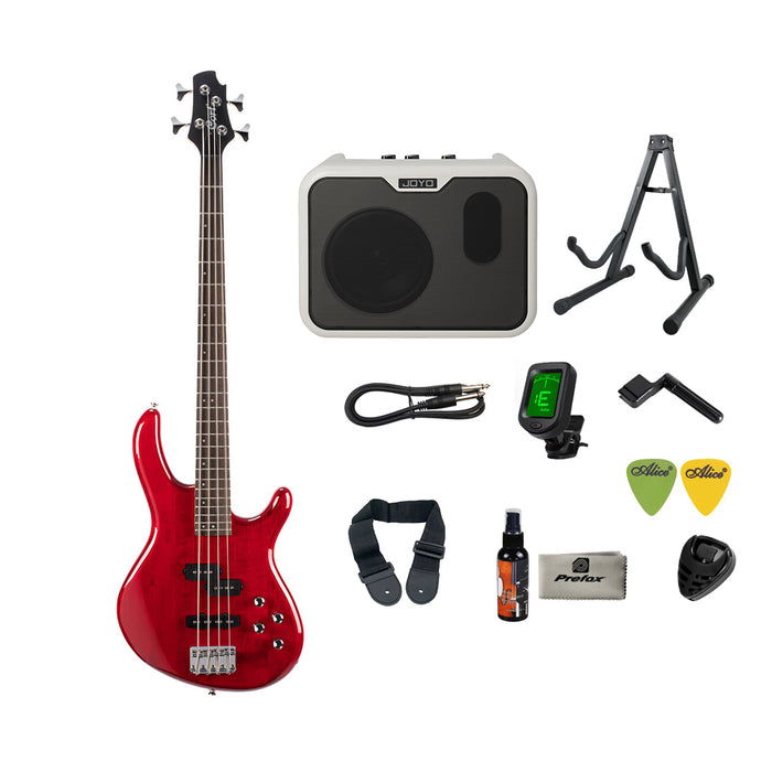 Cort Action Plus Electric Bass Guitar with Bag - Trans Red