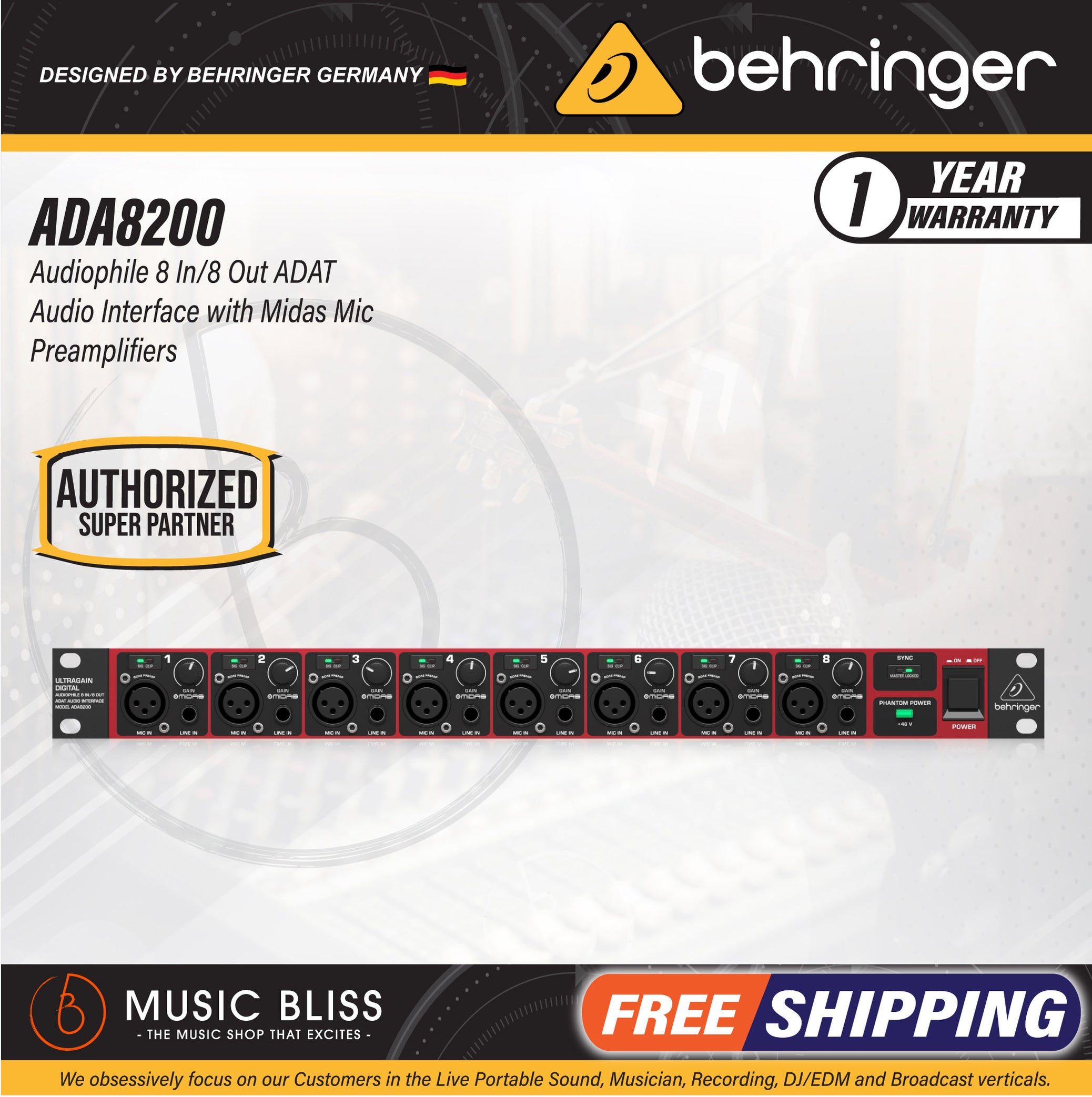 Behringer ADA8200 Microphone Preamp Music Bliss Malaysia