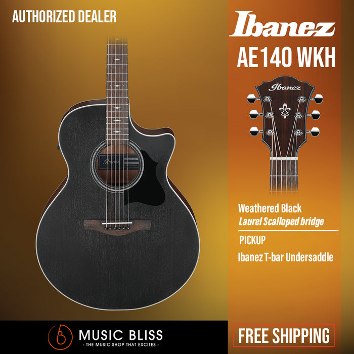 Ibanez AE140 Acoustic-electric Guitar - Weathered Black - Music Bliss Malaysia