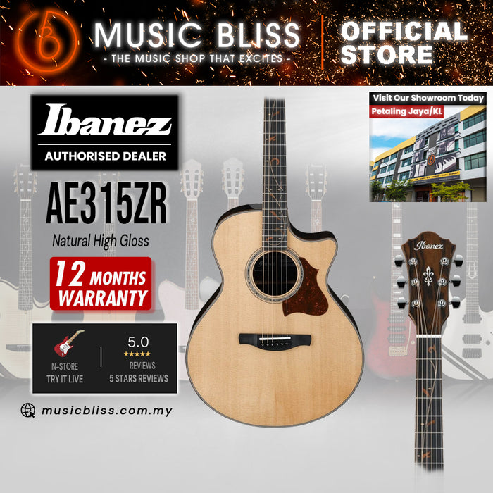 Ibanez AE315ZR Acoustic-Electric Guitar - Natural High Gloss