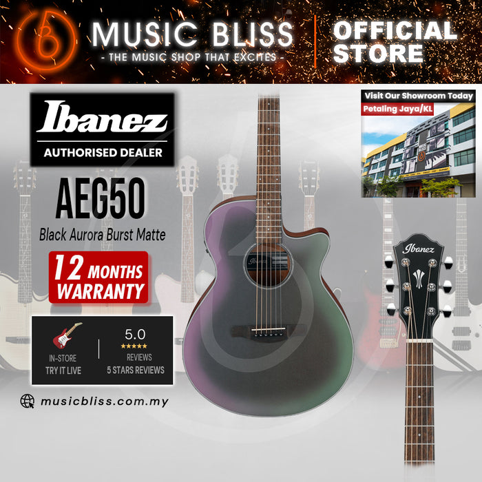 Ibanez AEG50 Acoustic-Electric Guitar - Black Aurora Burst Matte