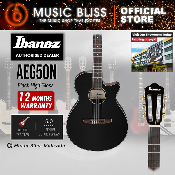 Ibanez AEG50N Acoustic-Electric Guitar - Black High Gloss