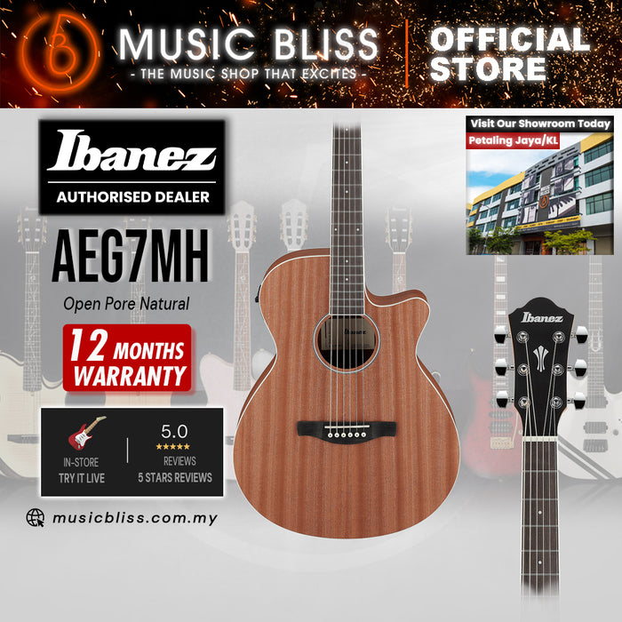 Ibanez AEG7MH Acoustic-Electric Guitar - Open Pore Natural