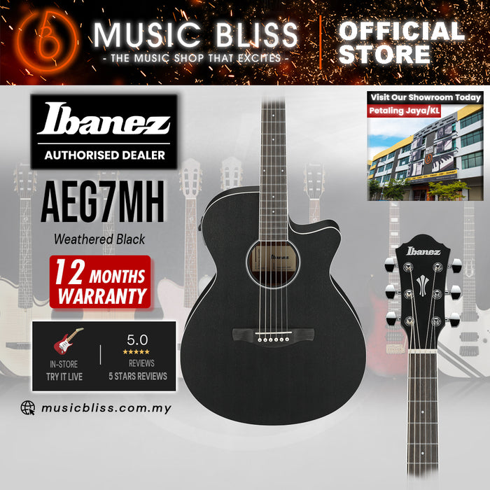 Ibanez AEG7MH Acoustic-Electric Guitar - Weathered Black
