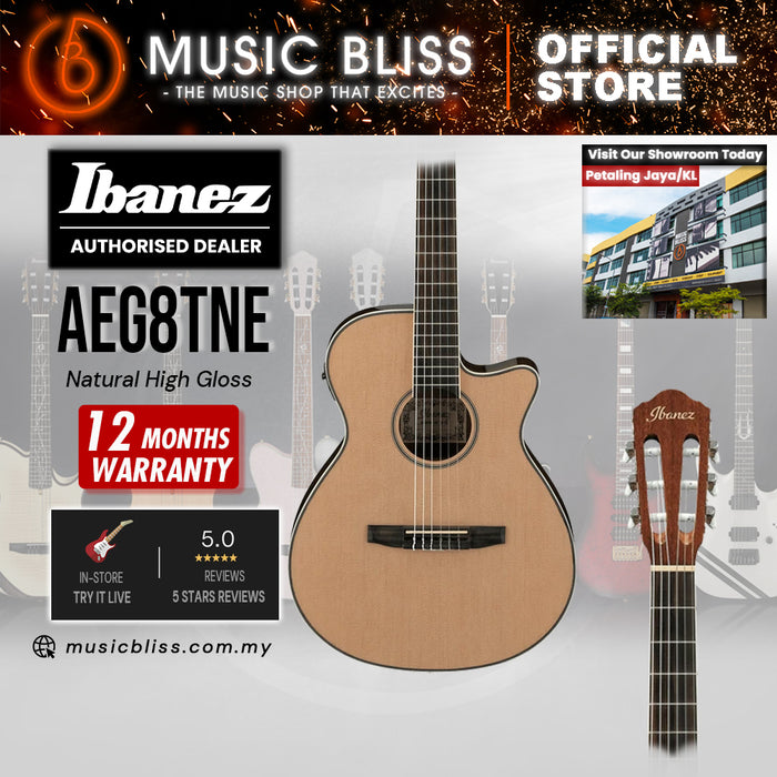 Ibanez AEG8TNE Acoustic-Electric Guitar - Natural High Gloss