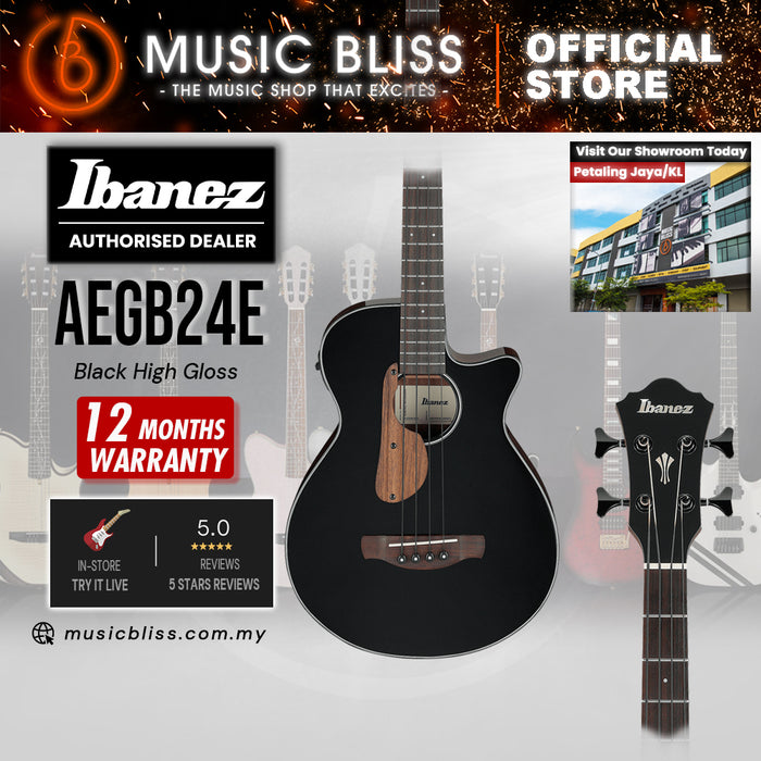 Ibanez AEGB24E Acoustic-Electric Bass Guitar - Black High Gloss