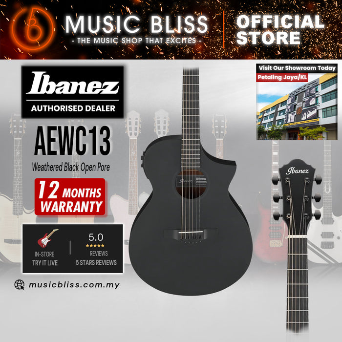 Ibanez AEWC13 Acoustic-Electric Guitar - Weathered Black Open Pore