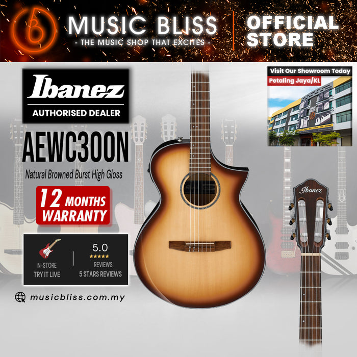 Ibanez AEWC300N Acoustic-Electric Guitar - Natural Browned Burst High Gloss