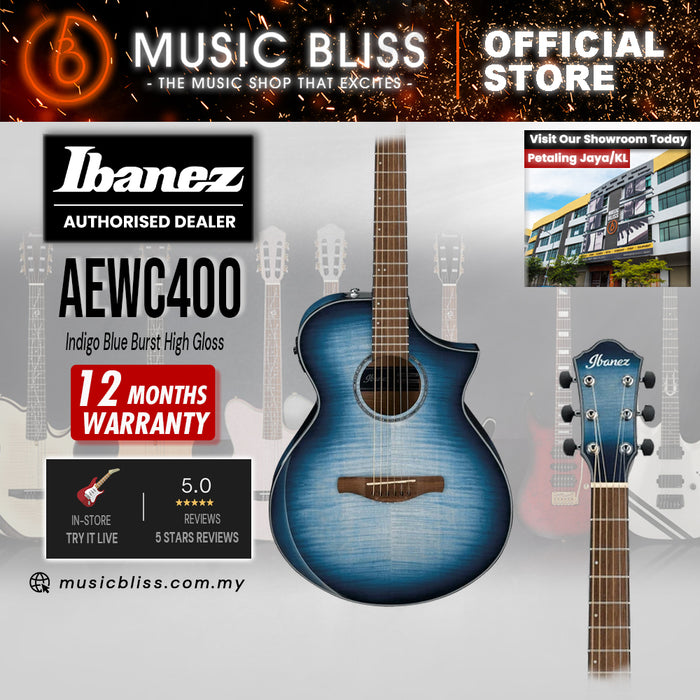 Ibanez AEWC400 Acoustic-Electric Guitar - Indigo Blue Burst High Gloss