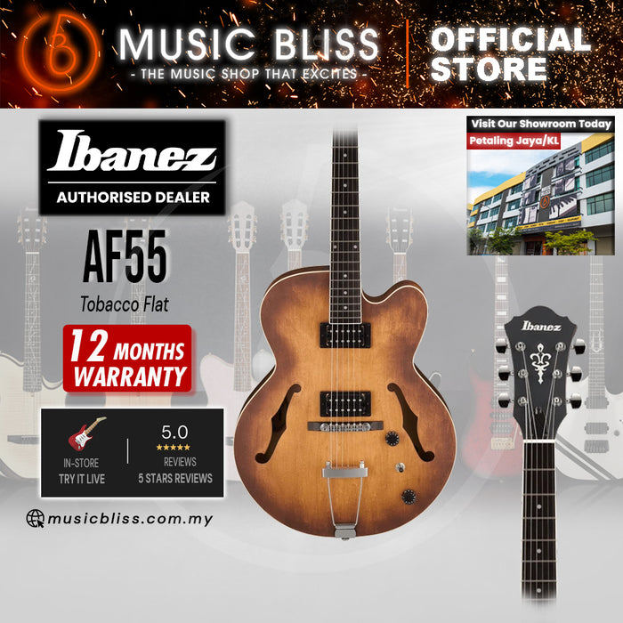 Ibanez Artcore AF55 Hollowbody Electric Guitar - Tobacco Flat