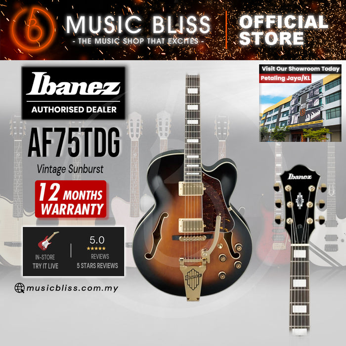 Ibanez Artcore AF75TDG Hollowbody Electric Guitar - Vintage Sunburst