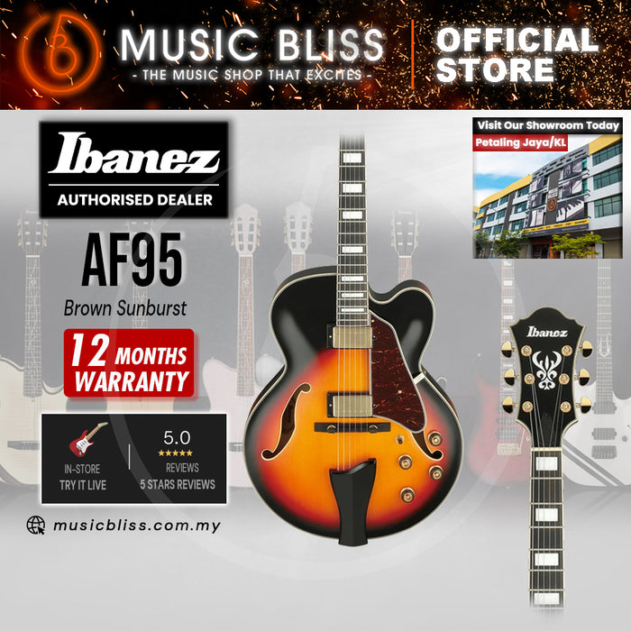 Ibanez Artcore Expressionist AF95 Hollowbody Electric Guitar - Brown Sunburst