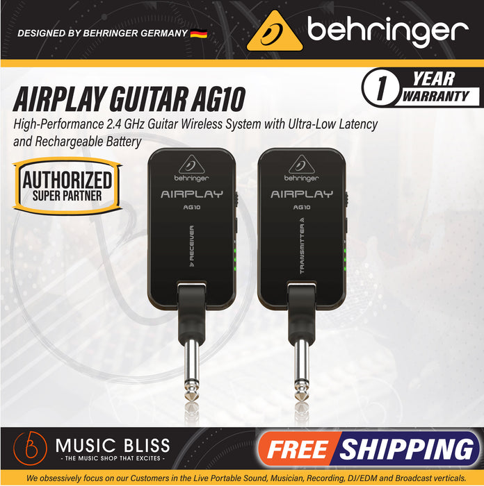 Behringer Airplay Guitar AG10 Digital Wireless Guitar System - Music Bliss Malaysia