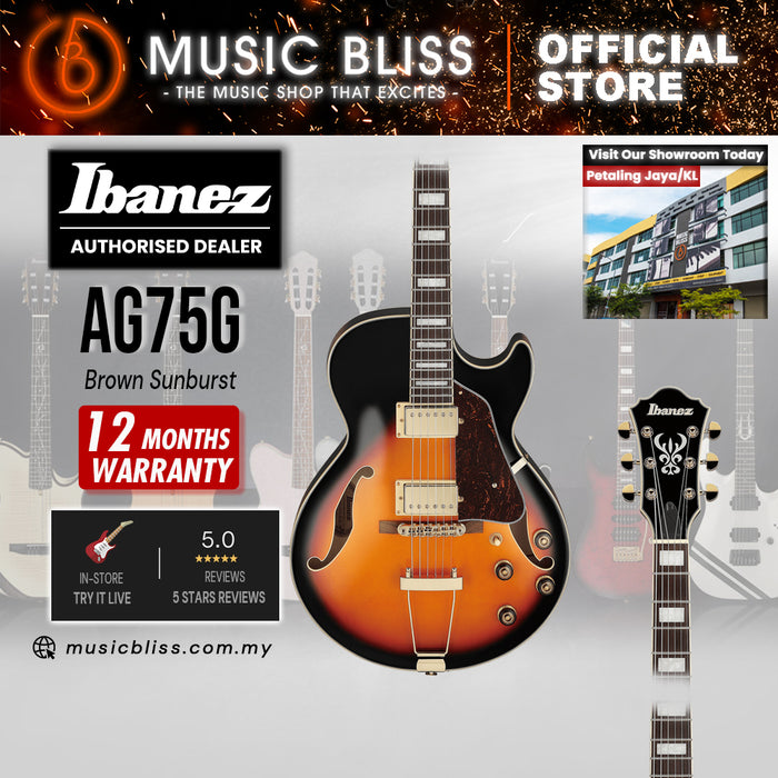 Ibanez Artcore AG75G Hollowbody Electric Guitar - Brown Sunburst