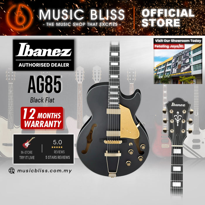 Ibanez Artcore Expressionist AG85 Hollowbody Electric Guitar - Black Flat