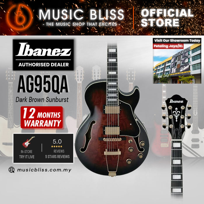Ibanez Artcore Expressionist AG95QA Hollowbody Electric Guitar - Dark Brown Sunburst