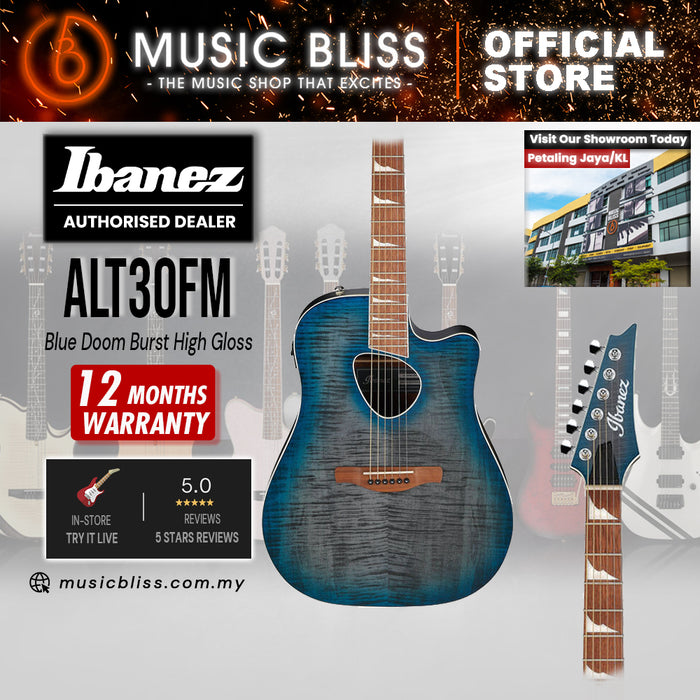 Ibanez Altstar ALT30FM Acoustic-Electric Guitar - Blue Doom Burst High Gloss