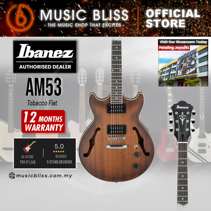 Ibanez Artcore AM53 Semi-hollowbody Electric Guitar - Tobacco Flat