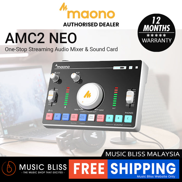 MAONO AMC2 NEO One-Stop Streaming Audio Mixer & Sound Card - White