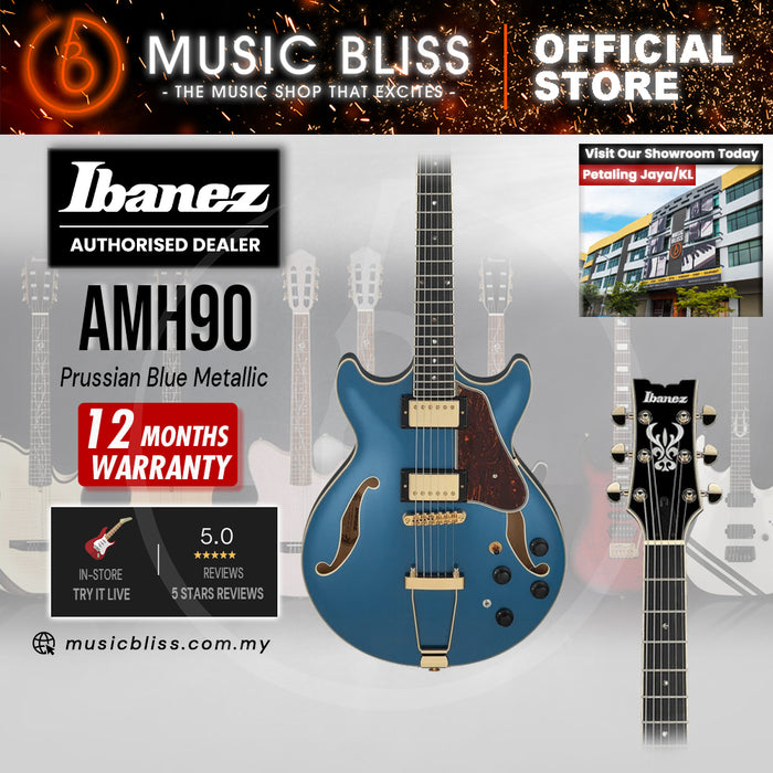 Ibanez Artcore Expressionist AMH90 Hollowbody Electric Guitar - Prussian Blue Metallic