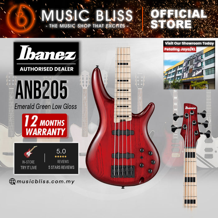 Ibanez Adam Nitti Signature Premium ANB205 Electric Bass Guitar - Transparent Wine Red Burst