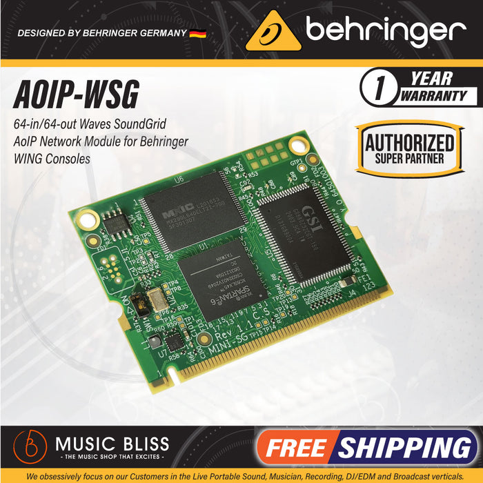 Behringer AOIP-WSG-AoIP Network Module with WAVES SoundGrid Technology and 64x64-Channels of Audio I/O