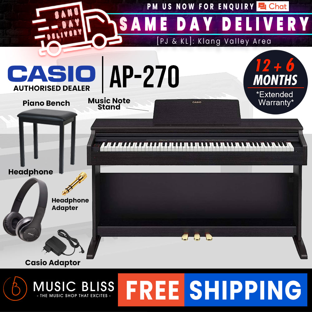 Casio AP-270 Celviano 88-Keys Digital Piano with FREE Piano Bench and ...