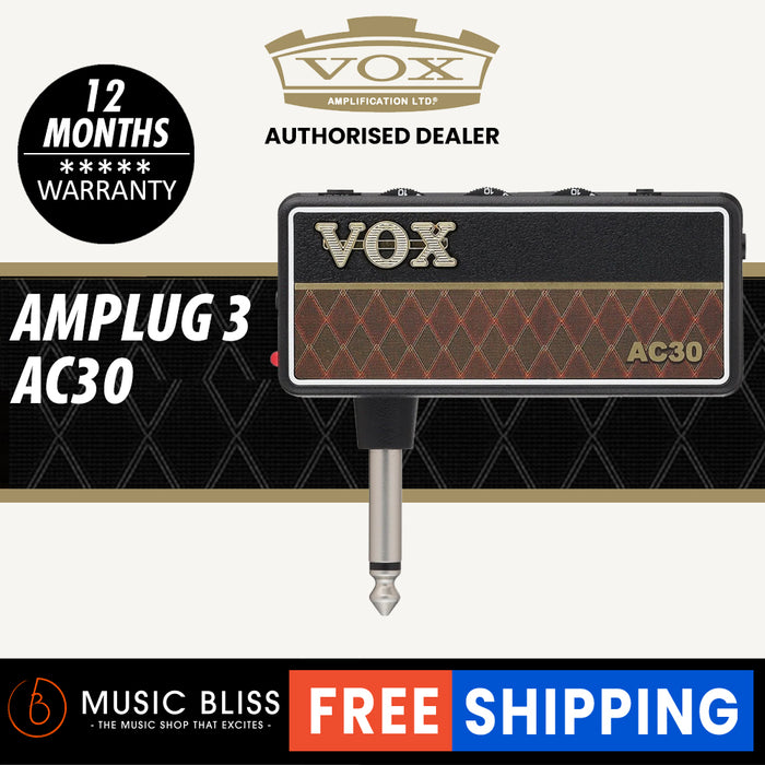 Vox amPlug 3 AC30 Headphone Guitar Amp - Music Bliss Malaysia