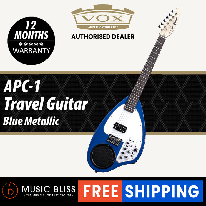 Vox APC-1 Electric Travel Guitar with Built In Amp & Rhythm - Blue Metallic