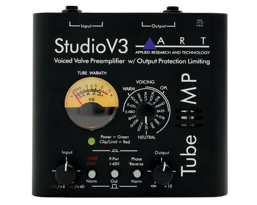 ART Tube MP Studio V3 Single-Channel Tube Microphone / Instrument Preamplifier with Variable Valve Voicing - Music Bliss Malaysia