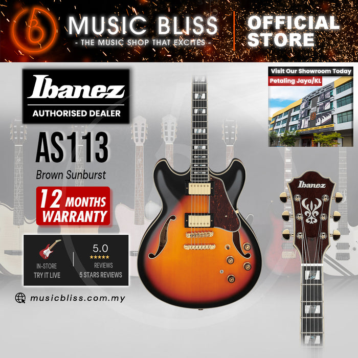 Ibanez Artstar AS113 Semi-hollowbody Electric Guitar - Brown Sunburst