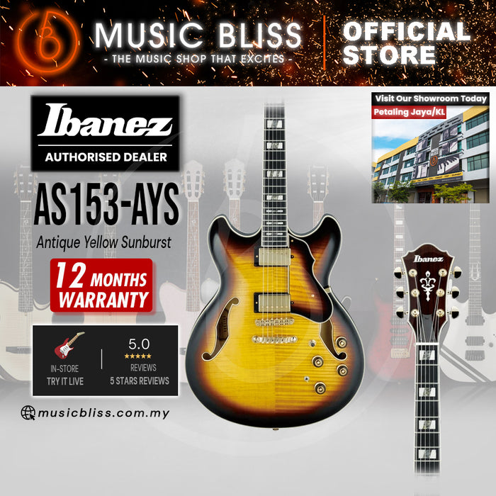 Ibanez Artstar AS153 Semi-hollowbody Electric Guitar - Antique Yellow Sunburst