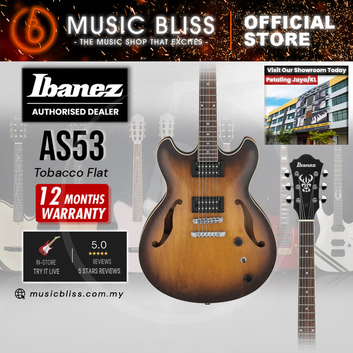 Ibanez Artcore AS53 Semi-hollowbody Electric Guitar - Tobacco Flat