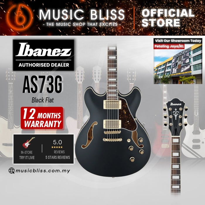 Ibanez Artcore AS73G Semi-hollowbody Electric Guitar - Black Flat