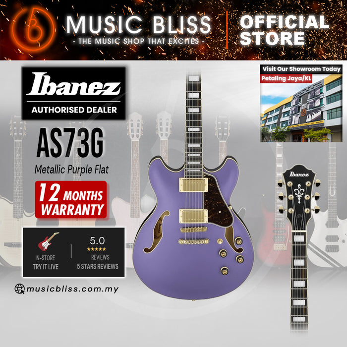 Ibanez Artcore AS73G Semi-hollowbody Electric Guitar - Metallic Purple Flat