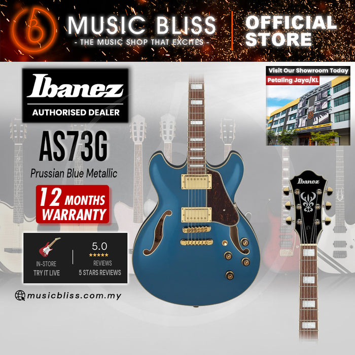 Ibanez Artcore AS73G Semi-hollowbody Electric Guitar - Prussian Blue Metallic