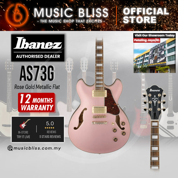 Ibanez Artcore AS73G Semi-hollowbody Electric Guitar - Rose Gold Metallic Flat