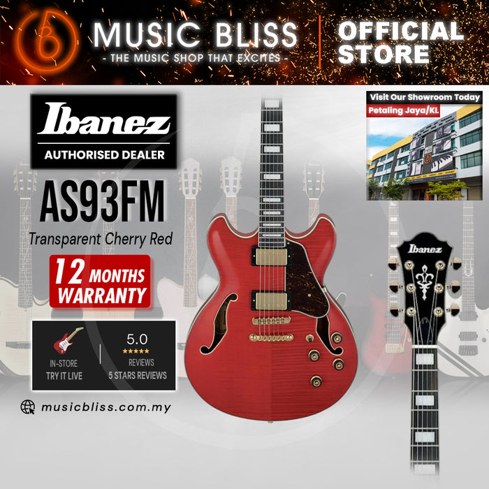 Ibanez Artcore Expressionist AS93FM Semi-Hollow Electric Guitar - Transparent Cherry Red