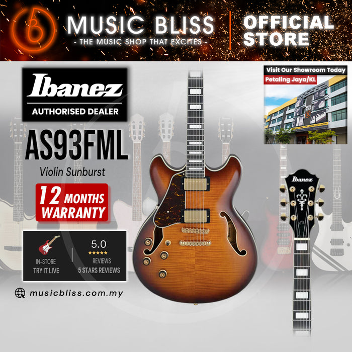 Ibanez Artcore Expressionist AS93FM Semi-Hollow Electric Guitar - Violin Sunburst