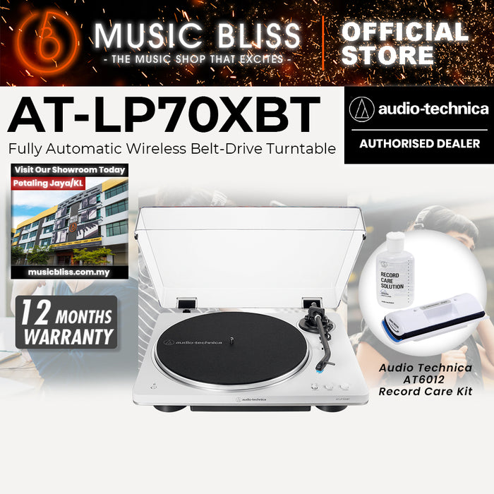 Audio Technica AT-LP70XBT Fully Automatic Wireless Belt-Drive Turntable - White/Silver