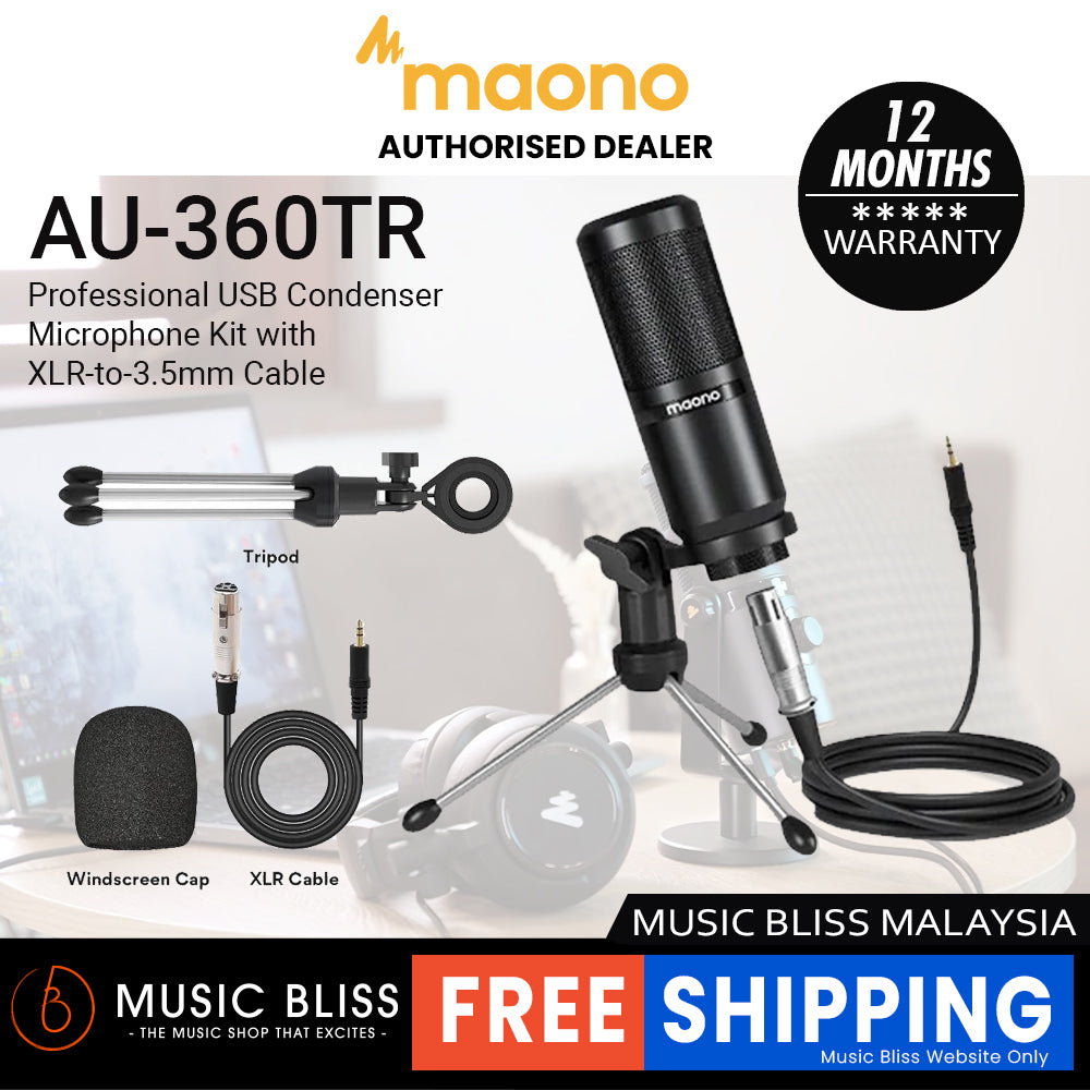Maono AU-360TR Condenser Podcast Microphone Music Bliss Malaysia