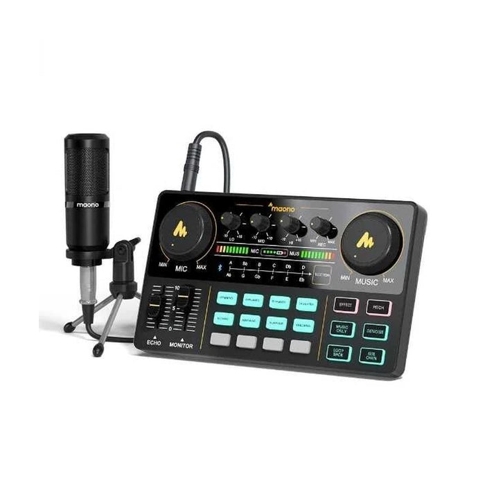 MAONO MAONOCASTER Lite AU-AM200S1 Single Mic Bundle: All-In-One Podcast Production Studio with 1x Large Diaphragm Mic