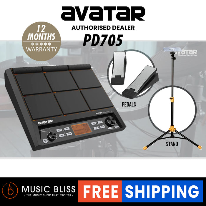 Avatar PD705 Electronic Percussion Pad with Pedals & Stand - Music Bliss Malaysia