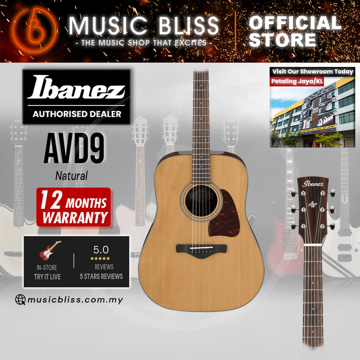 Ibanez AVD9 Artwood Vintage Thermo Aged Acoustic Guitar - Natural